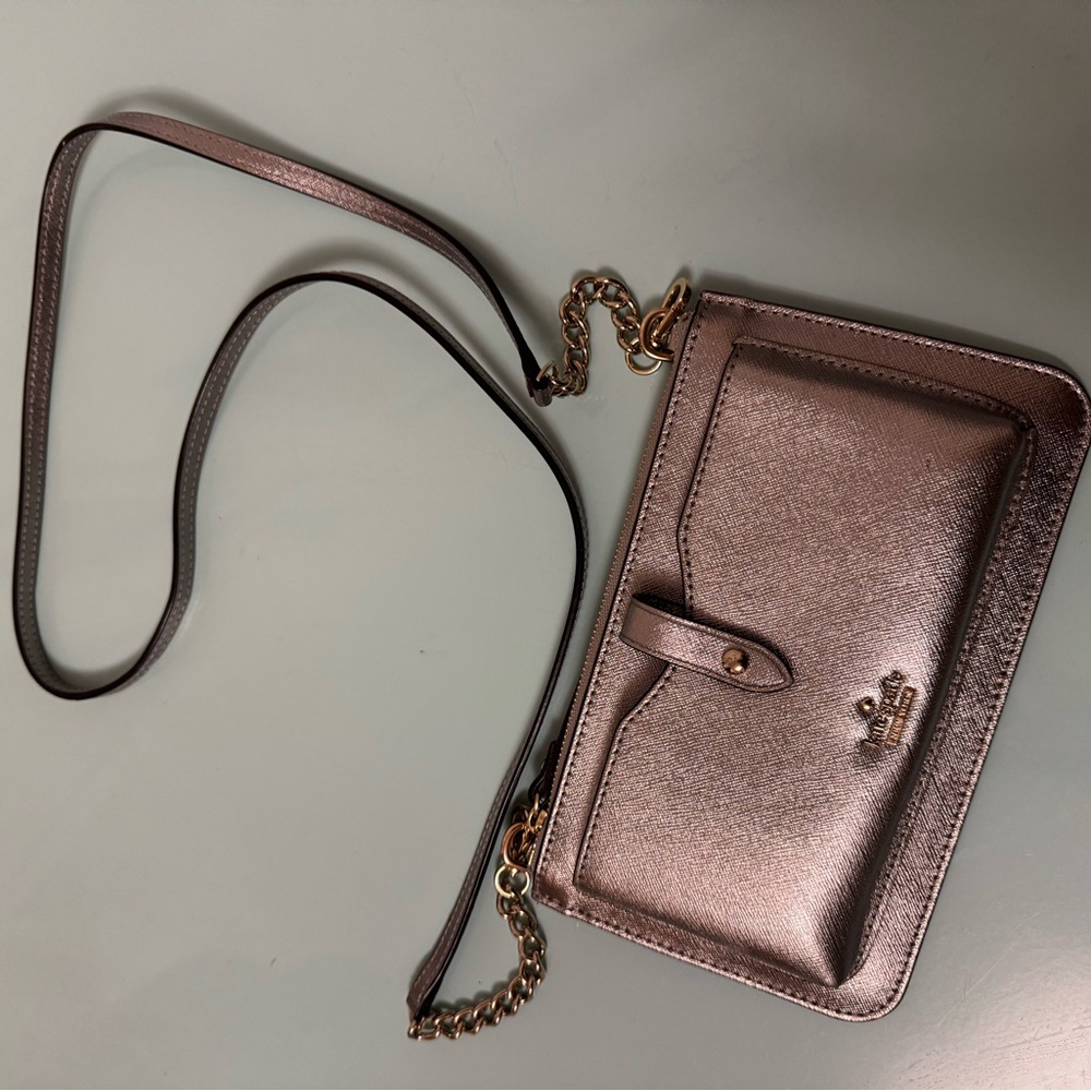 Kate Spade Silver Crossbody Bag with Chain Detail